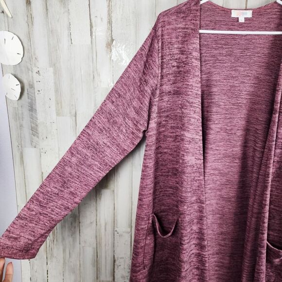 LuLaRoe Longline Sarah Duster Cardigan Sweater Burgundy Size Large - Picture 4 of 8
